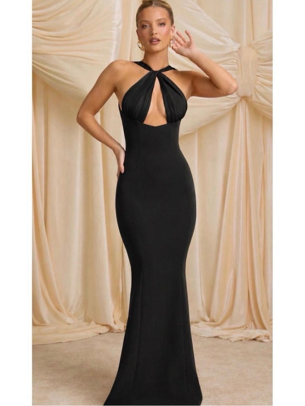 Oh polly NWT Black Halter Mermaid Evening Dress